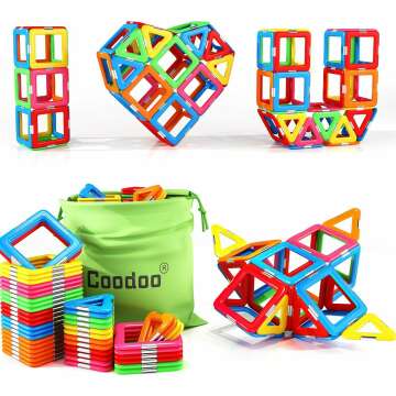 Coodoo Upgraded Magnetic Blocks Tough Tiles – STEM Toys for Kids