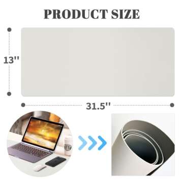 Dry Erase Desk Mat, Waterproof Desk Pad, Erasable Writing White Board for Making Plans, Non-Slip Large Desktop Protector for Office, Home, School 31"x13" (Grey)