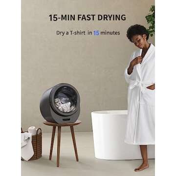 Morus Portable Dryer, Compact Laundry Dryer for Apartments, 110V Electric Dryer with Stainless Steel Tub, Easy Control for 8 Automatic Modes with Child Lock, Fast Dryer without Installation, Grey