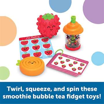 Learning Resources Smoothie Tea Break!™ Sensory Fidget Activity Set, Sensory Toys for Toddlers, Social Emotional Learning, Easter Basket Toys , Ages 3+,19 Pieces