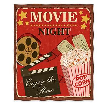 Jekeno Movie Clapboard Gifts Throw Blanket, Gifts for Women Men Movie Lover, Theater Home Film Cinema Decor Popcorn Gifts for Adult Boy Girl Director, Christmas Birthday Valentines Day Acting Gift