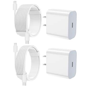 Fast Charging iPhone Charger 2 Pack with USB C Lightning Cables