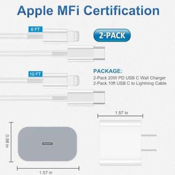 iPhone Charger Fast Charging 2 Pack USB C Cables