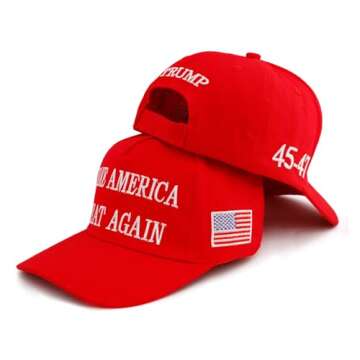 Nigua MAGA Hat, 2PCS 45-47 Trump 2024 Hat Make America Great Again Slogan Baseball Cap