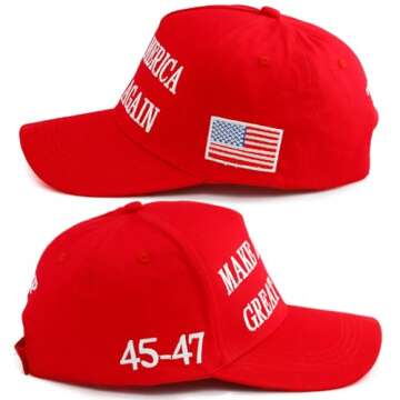 Nigua MAGA Hat, 2PCS 45-47 Trump 2024 Hat Make America Great Again Slogan Baseball Cap