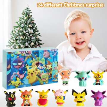 Christmas Advent Calendar 2024, 24-Day Countdown with 24 Collectible Dolls, Gift for Kids and Adults (Style A)