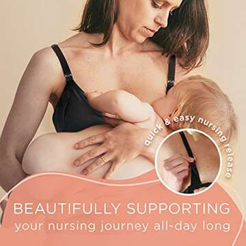 The Dairy Fairy Rose Pumping Bra Hands Free Nursing Bras for Breastfeeding, Soft Breast Feeding Bras for Women of All Body Types, Breast Pump Bra Essentials for Sleep, Maternity, Black, Small