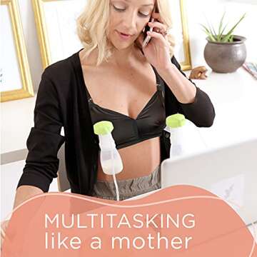 The Dairy Fairy Rose Pumping Bra Hands Free Nursing Bras for Breastfeeding, Soft Breast Feeding Bras for Women of All Body Types, Breast Pump Bra Essentials for Sleep, Maternity, Black, Small