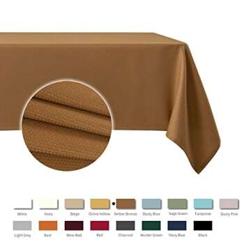 maxmill Harvest Square Tablecloth Stain Resistant Waterproof Wrinkle Resistant Washable Soft Table Cloth for Fall Harvest Thanksgiving Decorative Fabric Table Cover, 52 x 52 Inch, Amber Bronze