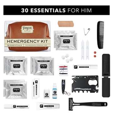 Pinch Provisions Hemergency Kit for Men, Includes 30 Style & Grooming Essentials, Gift & Accessory for Grooms, Best Man, Personal Care, Travel or Cars