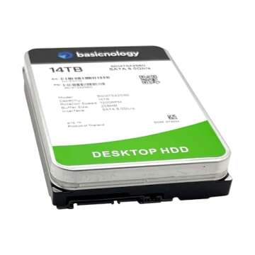 Basicnology Desktop HDD 14TB 7200RPM SATA 6Gb/s 128MB Cache 3.5inch Internal Hard Drive (BG14TSA256D) - 3 Years Warranty (Renewed)