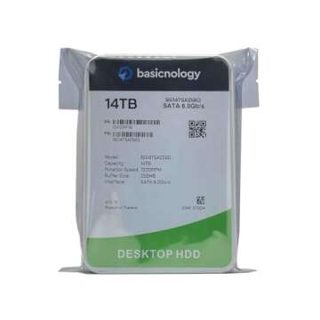 Basicnology Desktop HDD 14TB 7200RPM SATA 6Gb/s 128MB Cache 3.5inch Internal Hard Drive (BG14TSA256D) - 3 Years Warranty (Renewed)