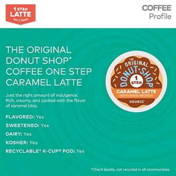 The Original Donut Shop Caramel Latte, Keurig Single Serve K Cup Pods, Flavored Coffee, Caramel Latte, 10 Count - Pack of 6