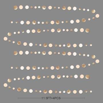 Champagne Gold Party Decorations Circle Dots Garland Gold Neutral Nude Neutral Cream Beige Boho Hanging Polka Dot Streamer for Bridal Shower Birthday Wedding Engagement Baby Shower Party Supplies