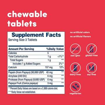 American Health Original Papaya Digestive Enzyme Chewable Tablets - Promotes Nutrient Absorption and Helps Digestion - 600 Count (200 Total Servings)