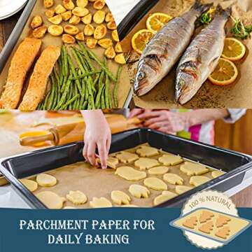 Hiware 200 Pieces Parchment Paper Baking Sheets 9x13 Inches, Precut Non-Stick Parchment Paper for Baking, Cooking, Grilling, Frying and Steaming - Unbleached, Fit for Quarter Sheet Pans