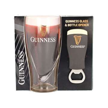 Shamrock Gift Company Official Guinness Embossed 450ml Glass and Bottle Opener