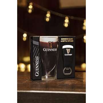 Shamrock Gift Company Official Guinness Embossed 450ml Glass and Bottle Opener