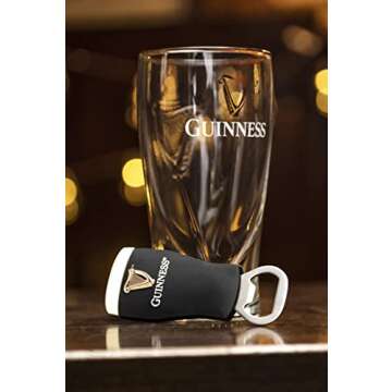 Shamrock Gift Company Official Guinness Embossed 450ml Glass and Bottle Opener