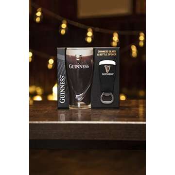 Shamrock Gift Company Official Guinness Embossed 450ml Glass and Bottle Opener