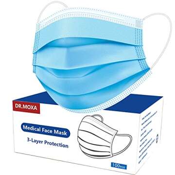 100 Pack Disposable Face Masks - 3 Layer Safety