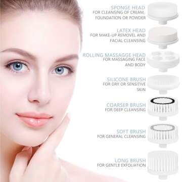 Rechargeable Facial Cleansing Spin Brush Set - 7 Heads for Spa-Like Care