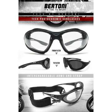 Bertoni Photochromic Motorcycle Goggles for Ultimate Comfort