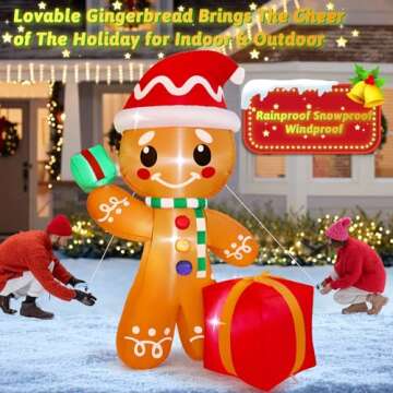 Gingerbread Inflatable Holiday Decoration for Outdoors