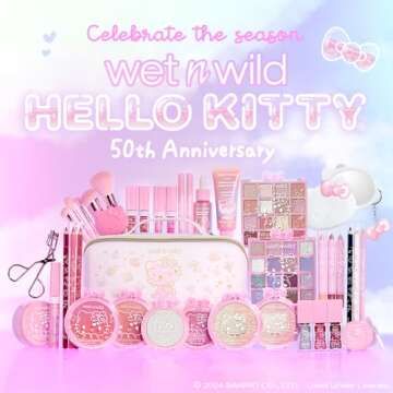 wet n wild Hello Kitty Eye & Face Palette, 2 Bold Richly Pigmented Palettes, Multi-Functional Buildable and Blendable Formula, Cruelty-Free & Vegan - Be Kind