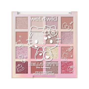 wet n wild Hello Kitty Eye & Face Palette, 2 Bold Richly Pigmented Palettes, Multi-Functional Buildable and Blendable Formula, Cruelty-Free & Vegan - Be Kind