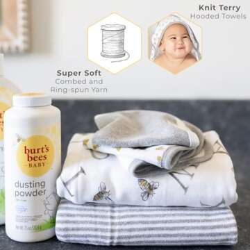 Burts Bees Baby Infant Hooded Towels Honey Bee Organic Cotton, Unisex Bath Essentials and Newborn Necessities, Soft Nursery Towel with Hood Set, 2-Pack Size 29 x 29 Inch