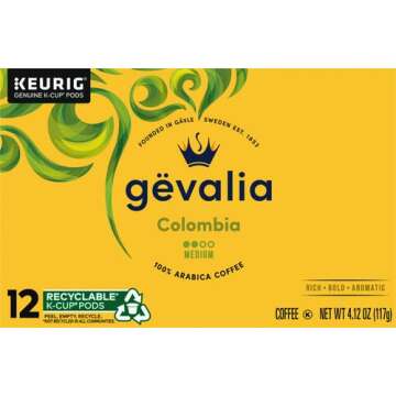 Gevalia Colombia Medium Roast 100% Arabica Keurig K-Cup Coffee Pods (12 ct Box)