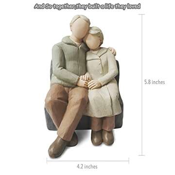 CAMSOON Couple Anniversary Sculpted Hand-Painted Figure Gifts Husband and Wife Wedding Figurine Gift, Happy 10th - 80th Anniversary Statue for Him and Her Together