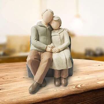 CAMSOON Couple Anniversary Sculpted Hand-Painted Figure Gifts Husband and Wife Wedding Figurine Gift, Happy 10th - 80th Anniversary Statue for Him and Her Together