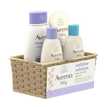 Aveeno Baby Bathtime Solutions Baby & Me Gift Set with Baby Wash & Shampoo