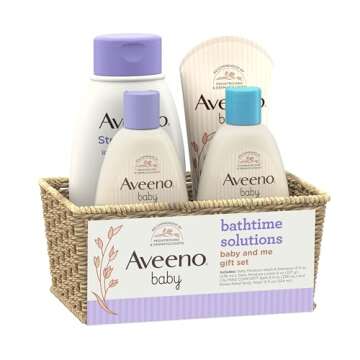 Aveeno Baby Bathtime Solutions Baby & Me Gift Set with Baby Wash & Shampoo