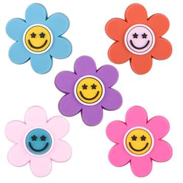 15 Pieces Smile Face Shoe Charms Kids Boys Girls Colorful Flower Shoes Accessories for Party Favor FC15-5