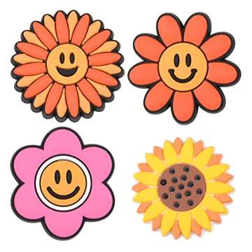 15 Pieces Smile Face Shoe Charms Kids Boys Girls Colorful Flower Shoes Accessories for Party Favor FC15-5