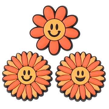 15 Pieces Smile Face Shoe Charms Kids Boys Girls Colorful Flower Shoes Accessories for Party Favor FC15-5