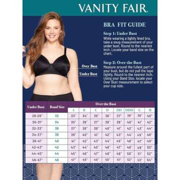 Vanity Fair Womens Full Figure Beauty Back Smoothing Bra, 4-way Stretch Fabric, Lightly Lined Cups Up To H Bra, Wirefree - Black, 40C US