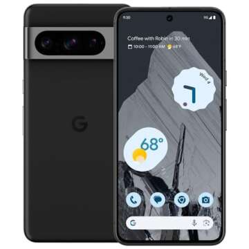 Google Pixel 8 Pro - Verizon Unlocked Android Smartphone with Telephoto Lens and Super Actua Display - 24-Hour Battery - Obsidian - 128GB (Renewed Premium)