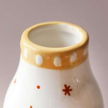 MOUGIGI Unique Ceramic Vase, Cute Boho Decor, Small Cream Vase for Dried Flowers or Single Bud - Sun and Moon Face Design