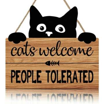 Funny Cat Welcome Sign - Tolerant Kittens Black Cat Decor