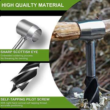 Bushcraft Gear for Survival Bushcraft Gear and Manual Auger, Manual Hole Maker for Camping and Outdoor Backpacking Gear