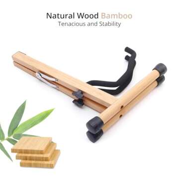 MUSO Bamboo Guitar Stand, A-Frame Folding Holder, Easy Assembly and Portable, For Acoustic Guitar, Electric Bass,Violin, Viola,Cello,Ukulele,Banjo,Mandolin, Protect Valuable Instrument