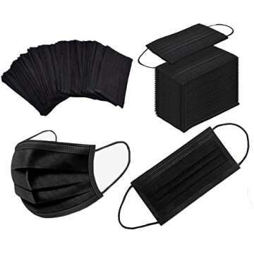 NNPCBT 100PCS Black 3 Ply Disposable Face Masks