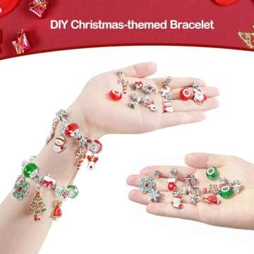 Christmas Advent Calendar 2024 Girls, 24 Days Xmas Countdown Calendar Jewelry Bracelet Set, DIY Bracelets Ornament Christmas Vacation Advent Calendar, Christmas Gift Set for Girls Boys Kids Women