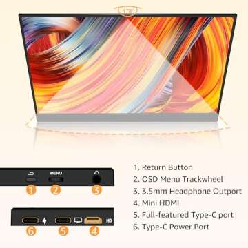 Portable 15.6'' 1080P Gaming Monitor with USB C/HDMI