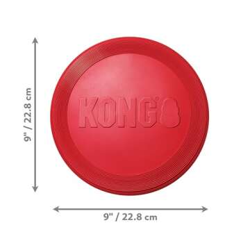 KONG Flyer - Durable Dog Toy for Outdoor Playtime - Natural Rubber Flying Disc, Dog Toy for Fetch - Safer Disc for Healthy Activity - for Medium/Large Dogs