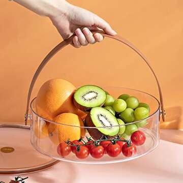 amokk Divided Serving Tray with Lid and Handle Snackle Box Charcuterie Container Portable Snack Platters for Candy, Fruits, Nuts, Snacks, for Parties, Entertaining, Picnic (Transparent)